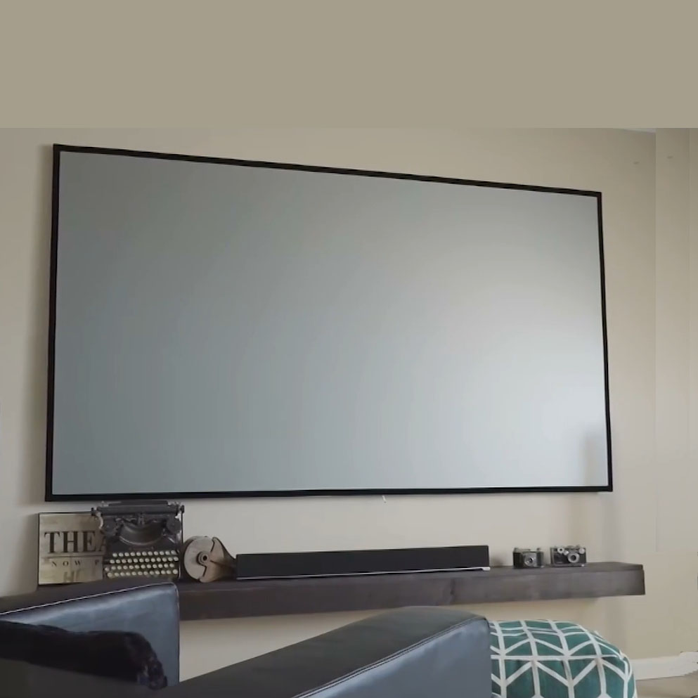 CAAVITS 100 120 150 Inch Fixed Frame Screen 4K HD ALR Grey Crystal Projection Screen for Short & Long Throw Projector Screens