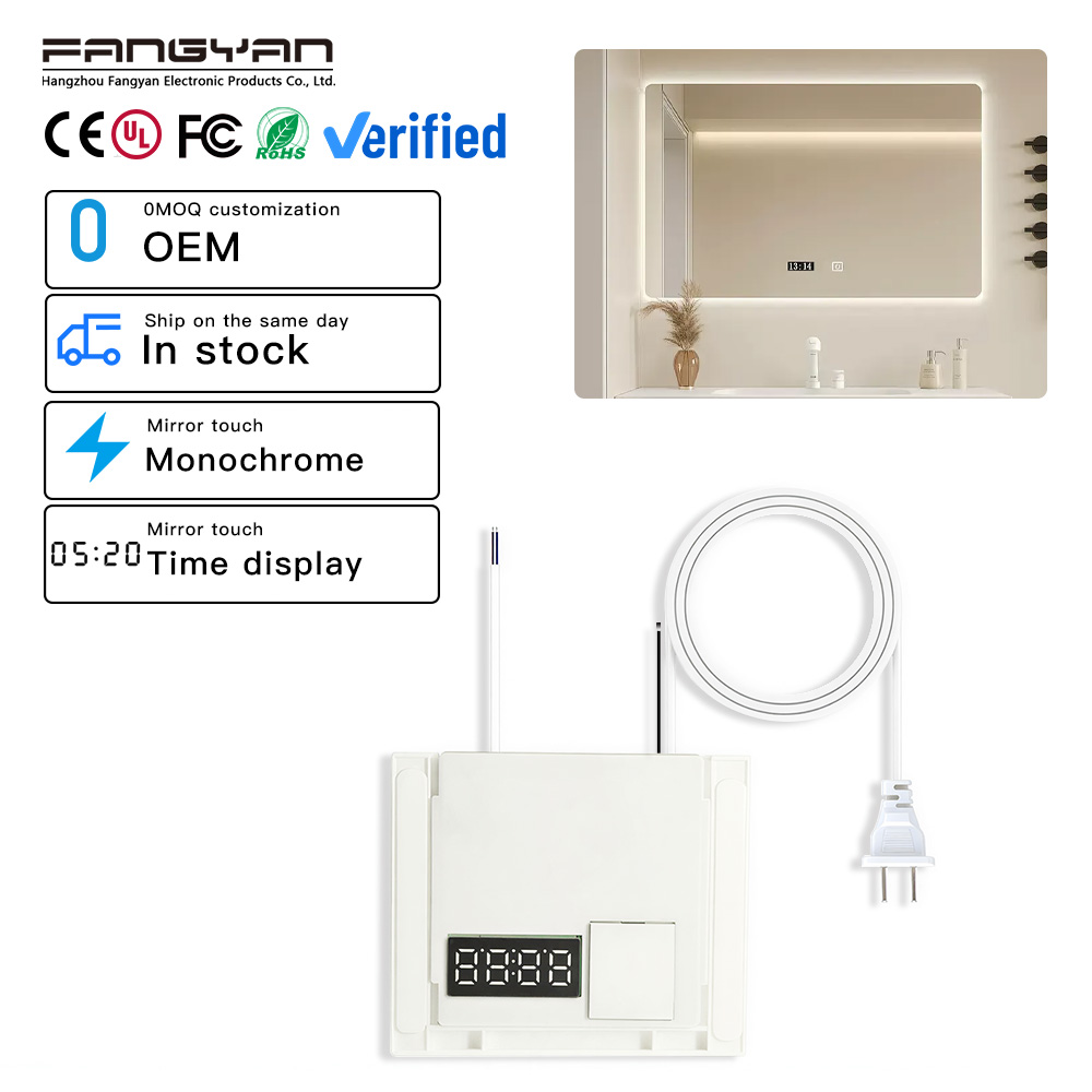 High Voltage Mirror Touch Sensor Switch with Time and Temperature Display for Connecting 110V or 220V LED Strips