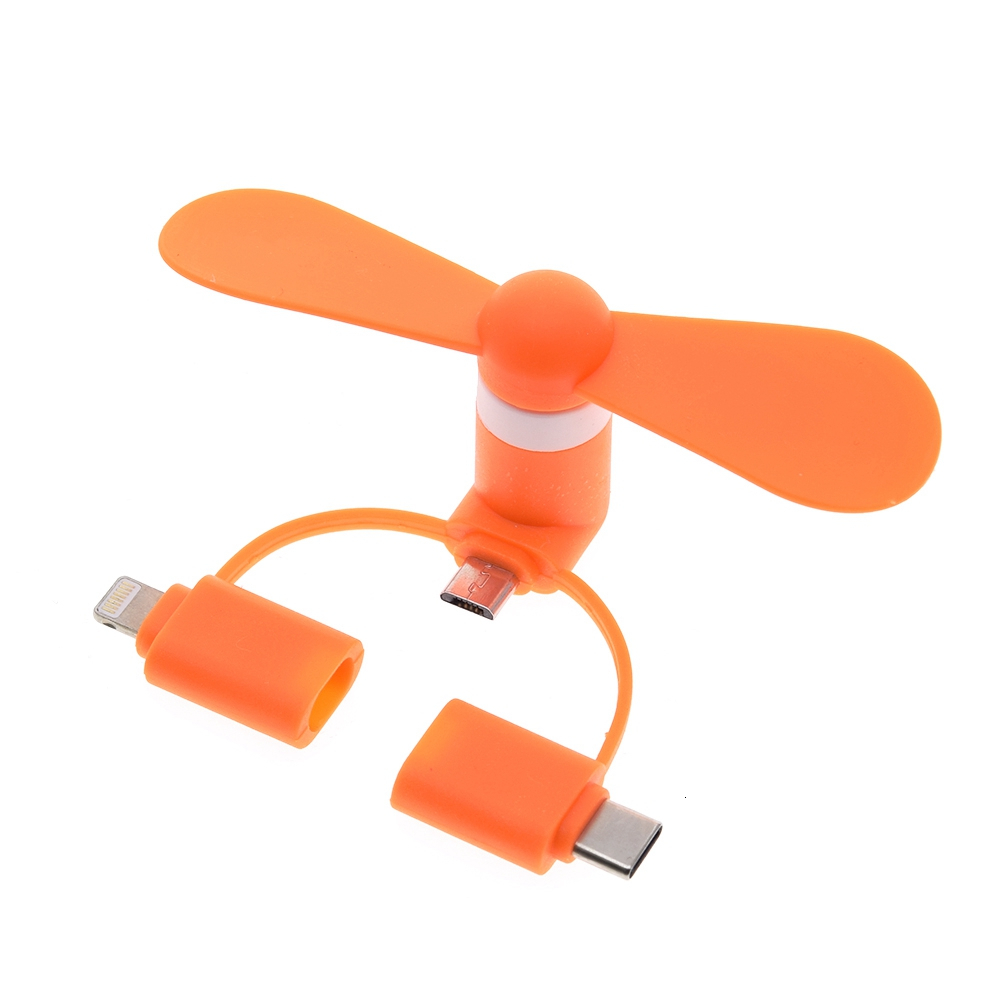Mini USB Fan 3 in 1 USB Gadget Portable for Android OTG Micro Type-c for iPhone 5 6S 7 Plus 8 X XS