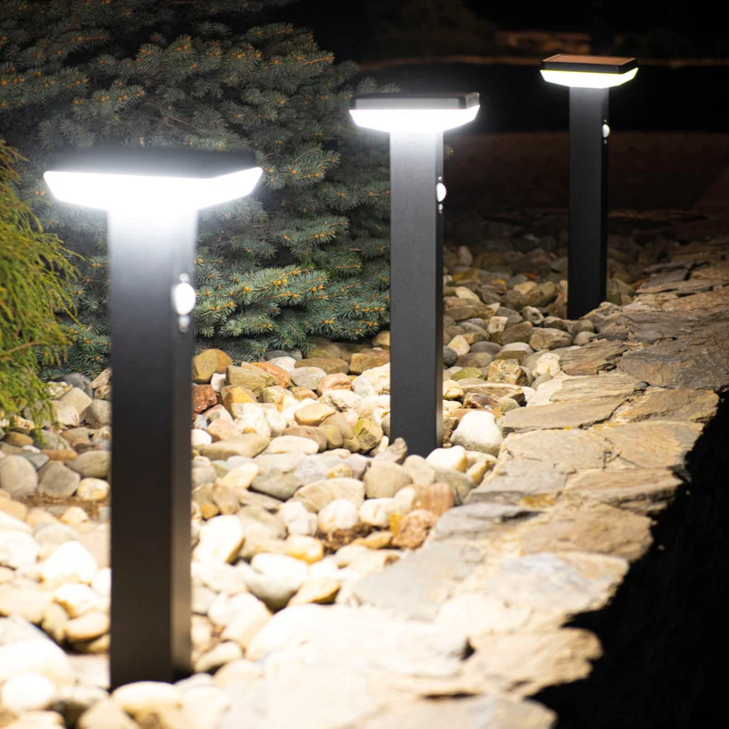 Stainless Steel Square Solar LED Garden Lights Motion Sensor Outdoor Lawn Decorative Lighting