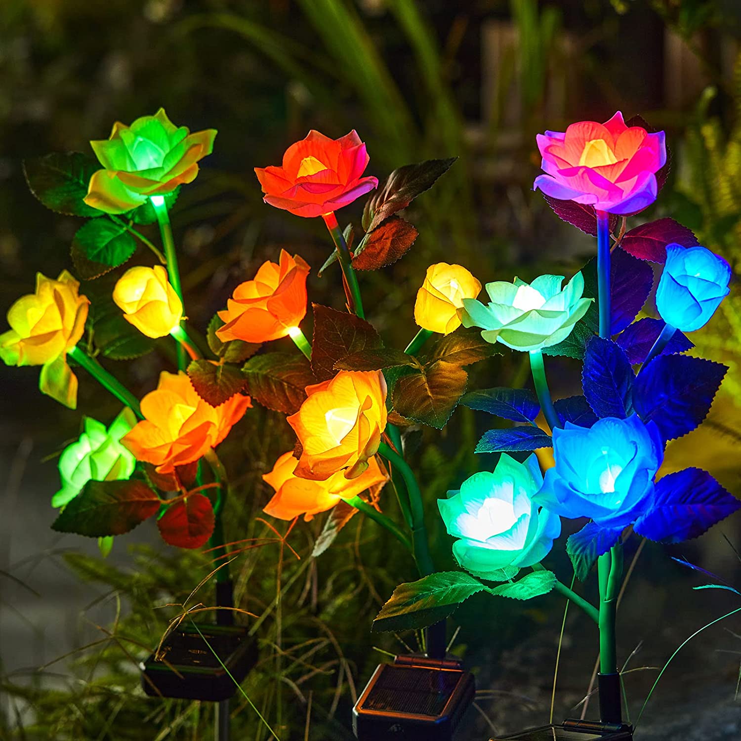 Solar Garden Lights 7 Color Changing Waterproof Led RGB Lights Outdoor for Outside Yard Pathway Decoration