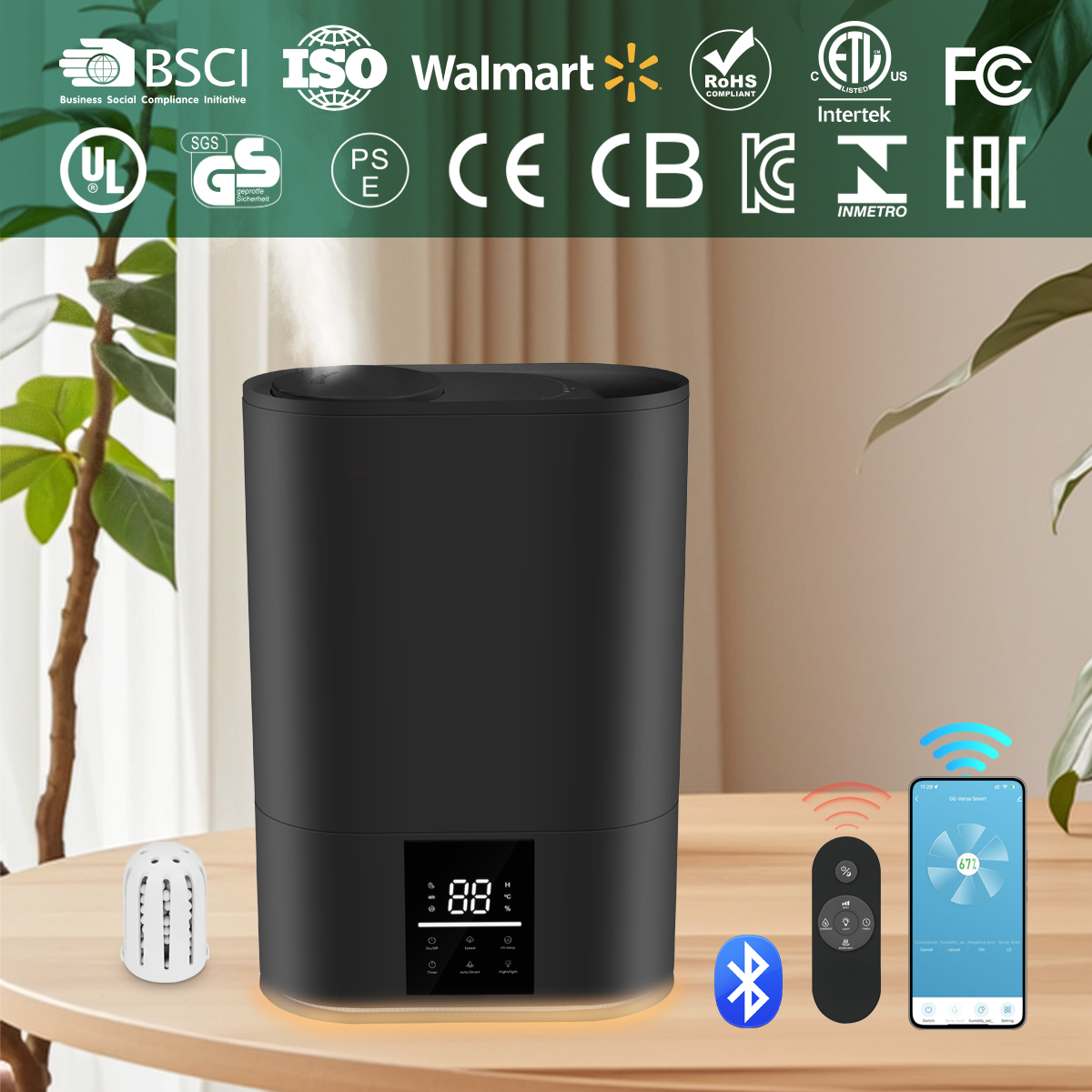 6L Essential Oil Diffuser Humidifier Top Fill LCD Touch Screen Night Light Sleep Mode for Living Room
