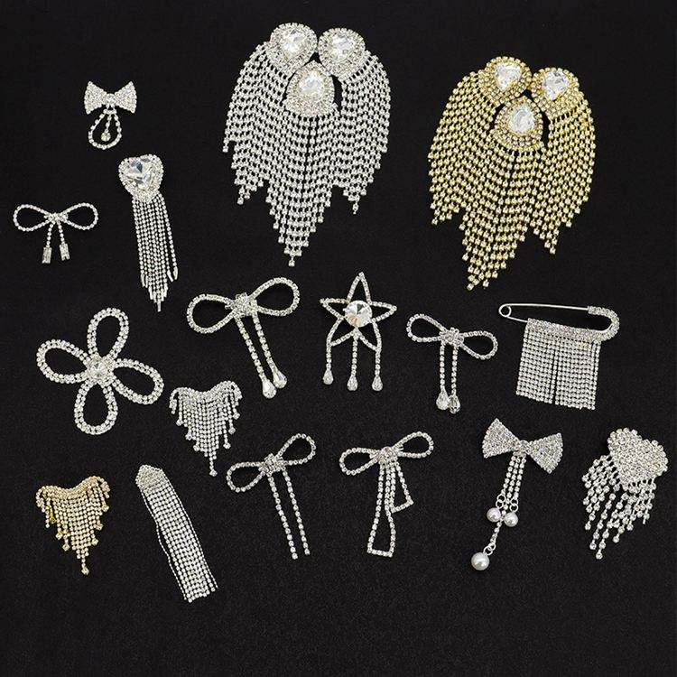 Rhinestone Fringe Brooch Bowknot