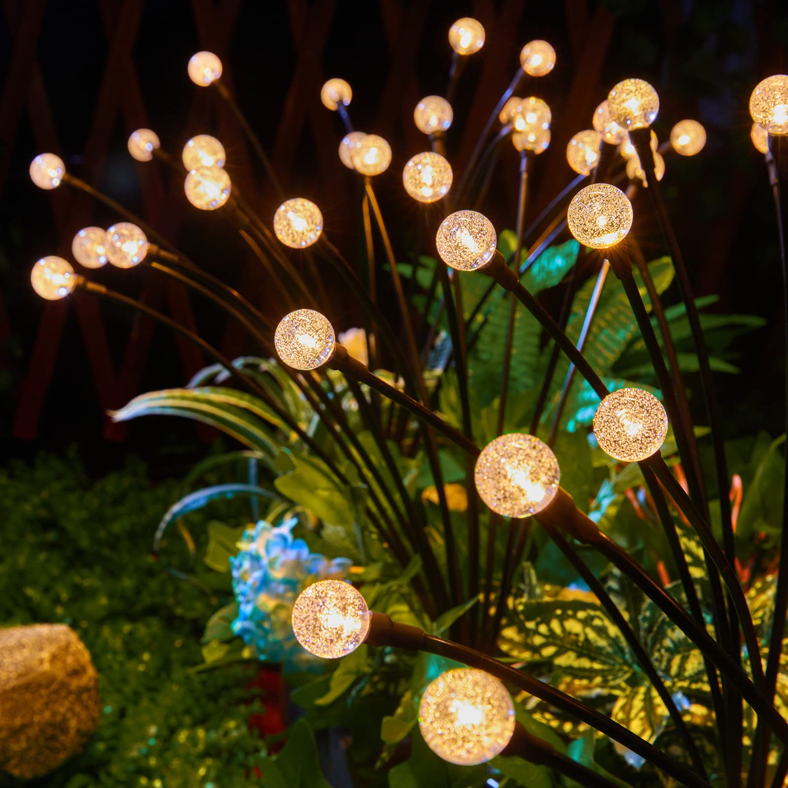 2-Mode Solar Outdoor Garden Lights 1 Pack 6 LED Firefly Walkway Lights with Waterproof Yard IP65 Battery Power