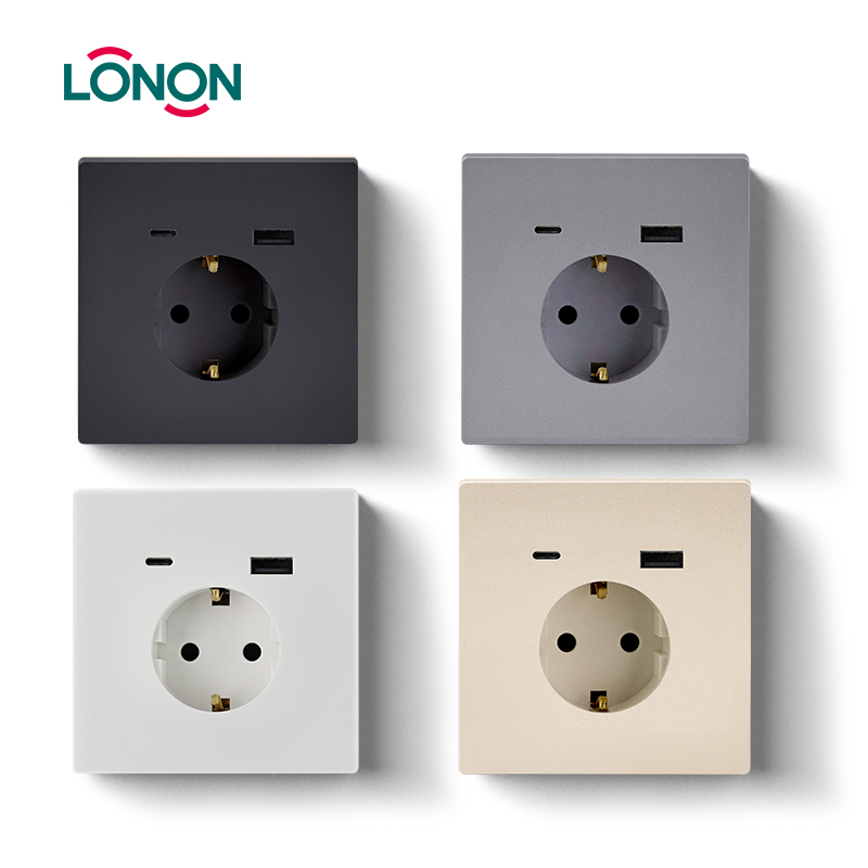 EU Socket Customization Wall Outlet Sockets European German Standard Electrical Usb Wall Socket