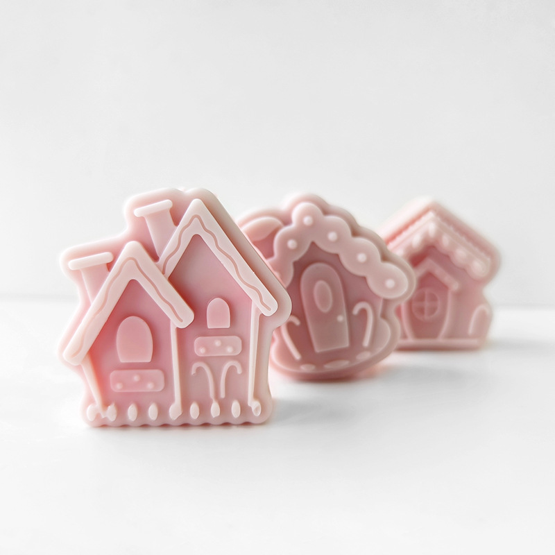DIY Cartoon House Shape Aromatherapy Candle Silicone Molds Homemade Soap Candle Making Silicone Moulds