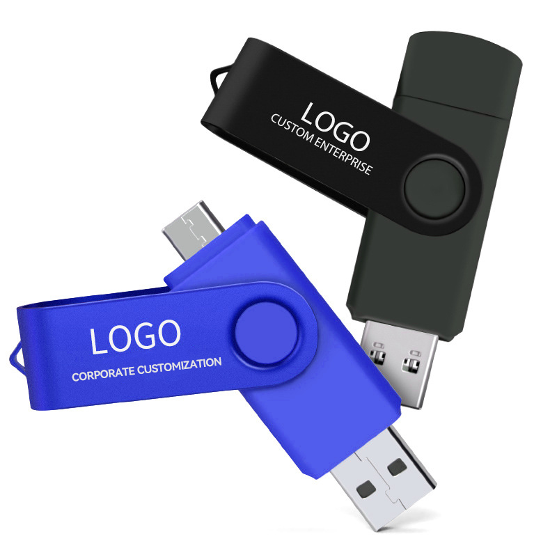 USB 3.0 2.0 2-in-1 Type C Swivel Drive Metal USB Flash Disk Music 4GB 8GB 16GB 64GB Memory Stick Stick for PC Perfect Gift