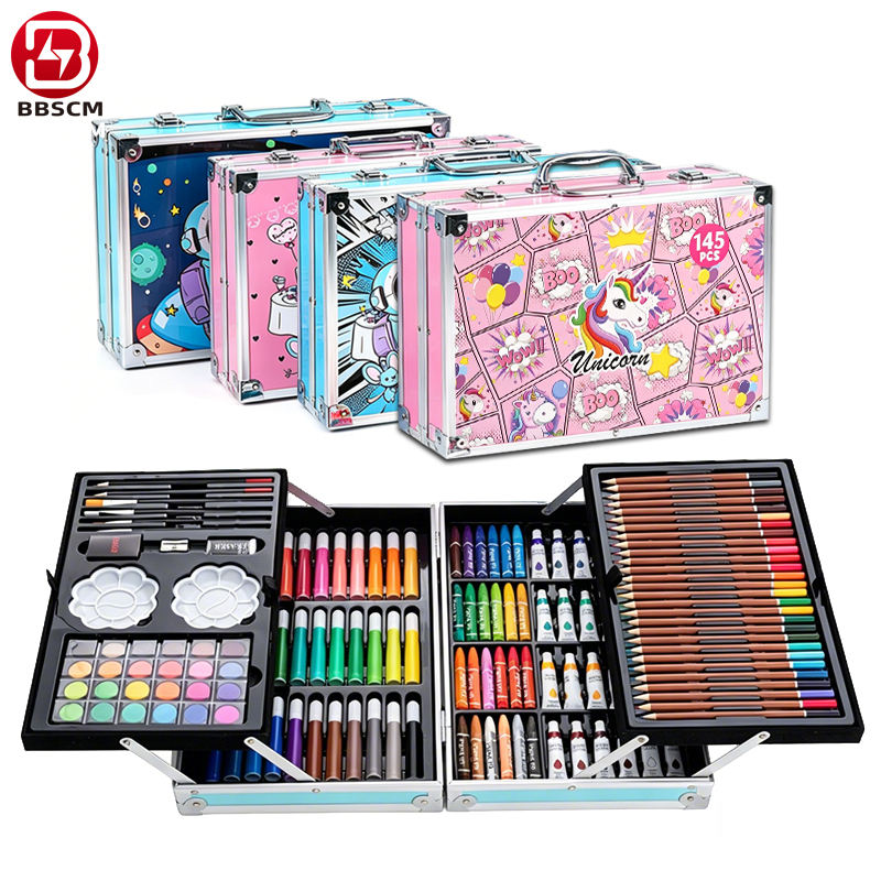 Набор для рисования Art Stationery, 145 предметов, в двойной алюминиевой коробке, для семьи, акварель, масляные краски, для студентов