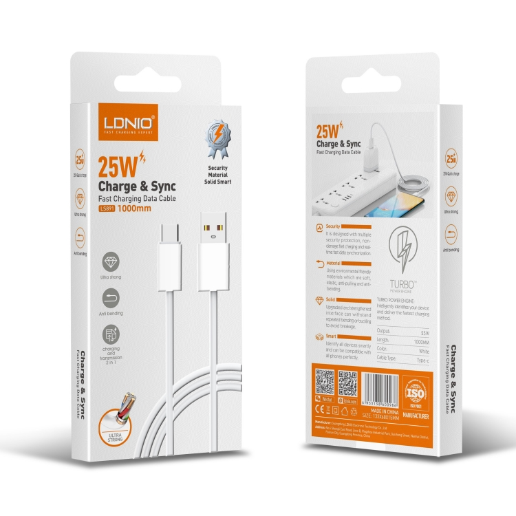 LDNIO LS891 Smartphone Accessories 1M 25W Data Cable Line Set USB 2.0 Micro USB a Type-C PD Fast Charging Data Type C Cable Wire