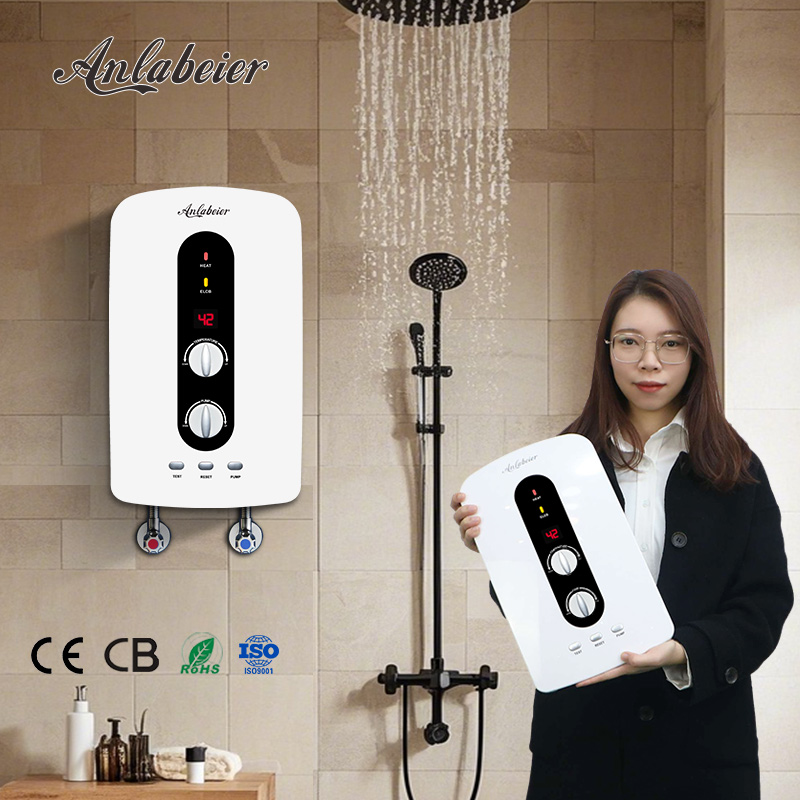 Factory Price Electric Tankless Hot Water Heater Mini Instant Kitchen Bathroom Shower Heater LED Temperature Display Plastic