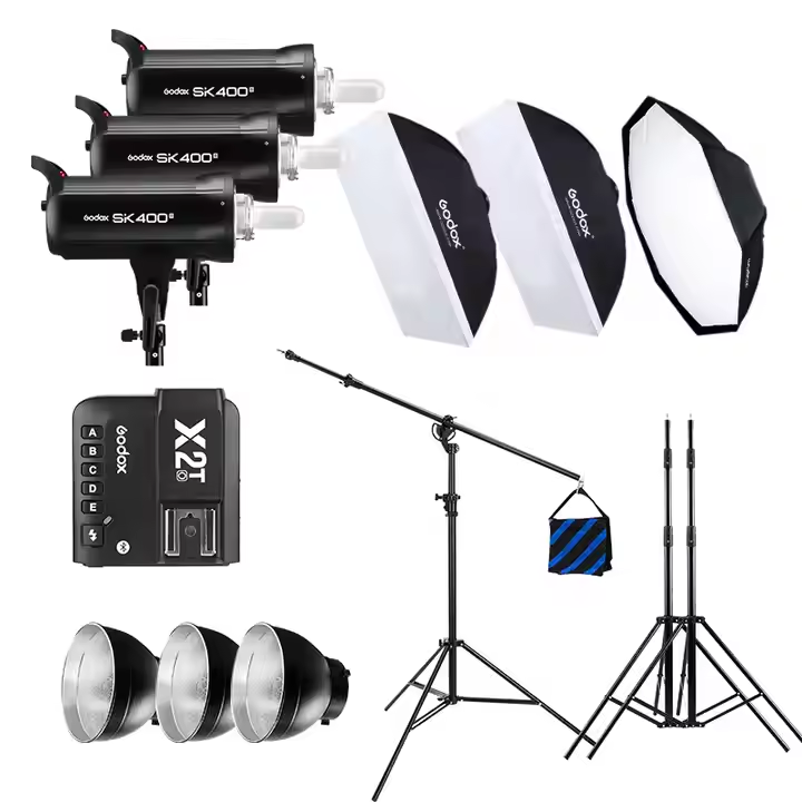 Godox SK400II 400W *3 Professional Studio Flash for Photography Photo Studio Accessories Speedlite Lighting Strobe Light Kit Set