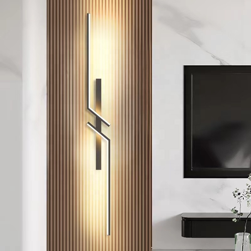 Nordic Minimalist LED Long Wall Lamp Black Gold Luxury Decor Wall Lights for Home Living Room Bedroom LED Wall Lamp Interior