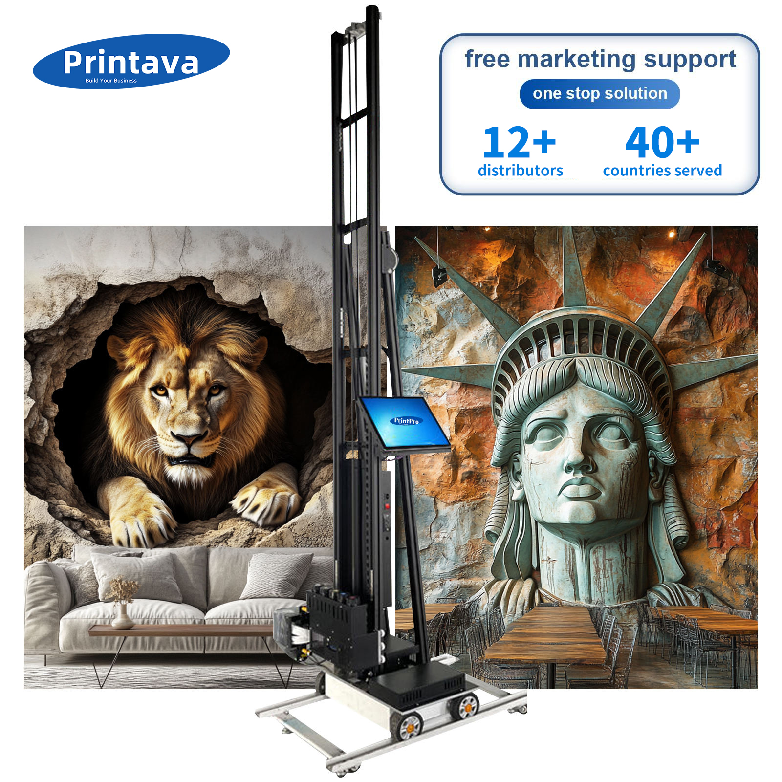 Printava 7d Uv Wall Painting Machine Robot Automatic Wall Panel 3d Vertical Mural Printer Printing Machine Wall Printer