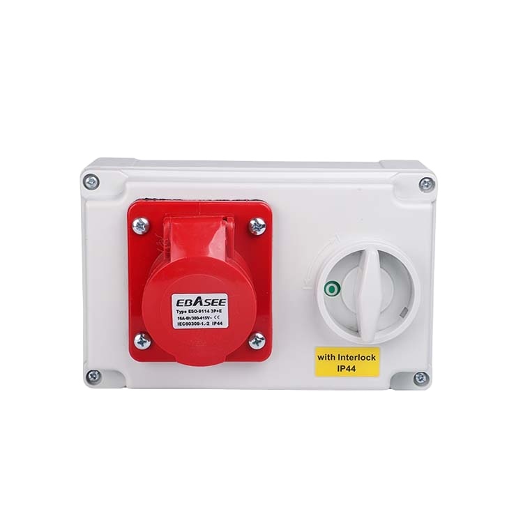 Ip67 4pin 5pin 32amp 220v 440v Interlock Switch Waterproof Socket Outlet Electric Supply Industrial Plug and Socket Box
