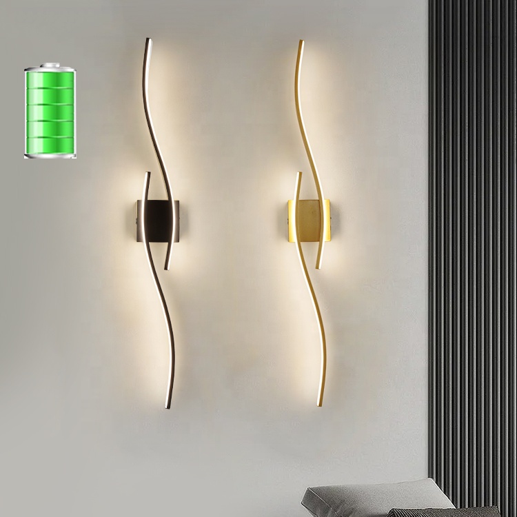 Batterypowered Wireless Wall Light Lamp ModernLED Wall Lamp for Hotel Bedroom Long Strip Corridor Touch Wall Lamp Remote Control