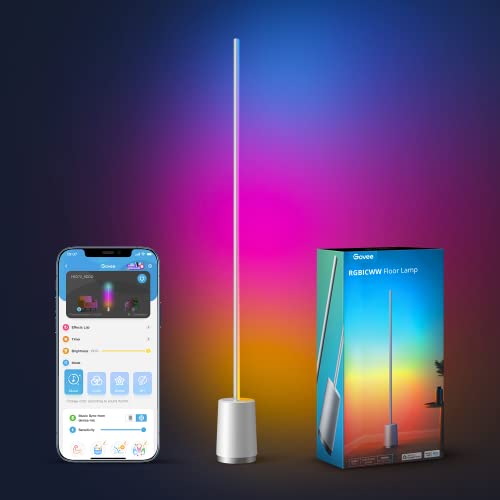 RGBIC Smart LED Floor Lamp for Bedroom Living Room Studio Modern Design with Warm/Cool White Music Sync Scene Modes Metal Shade