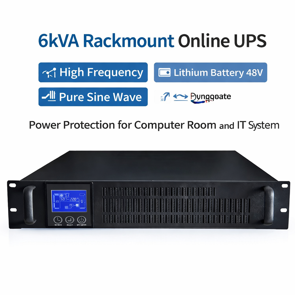 High Frequency Online UPS 6kVA Lithium Battery 48V Pure Sine Wave Uninterruptible Power Supply for Computer Room and IT System