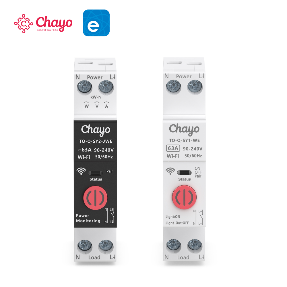EWeLink WiFi Smart MCB Switch CE 1P+N DIN Rail 90-240V 1-63A Energy Monitoring Timer Control Smart Circuit Breaker Chayo