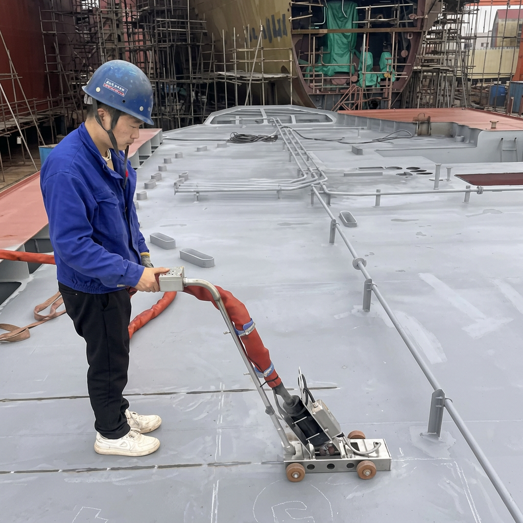 Induction Heating Straightening Machine Ship Deck Flattening 380V Heat Treatment Furnace 400-600 Working Temperature Track Type