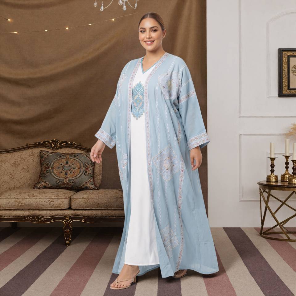 2026 Islamic Clothing Luxury Dark Blue