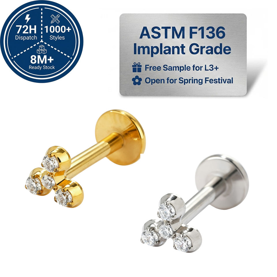 Пирсинг ASTM F136 с цирконом