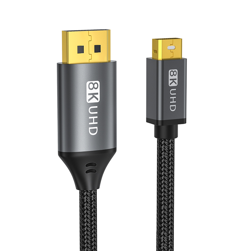 High Quality  OEM ODM Mini DP to DP Cable 8K  60Hz Mini DP Cable 4K120HZ  Mini Display Port Cable 2M/6.6ft, Grey