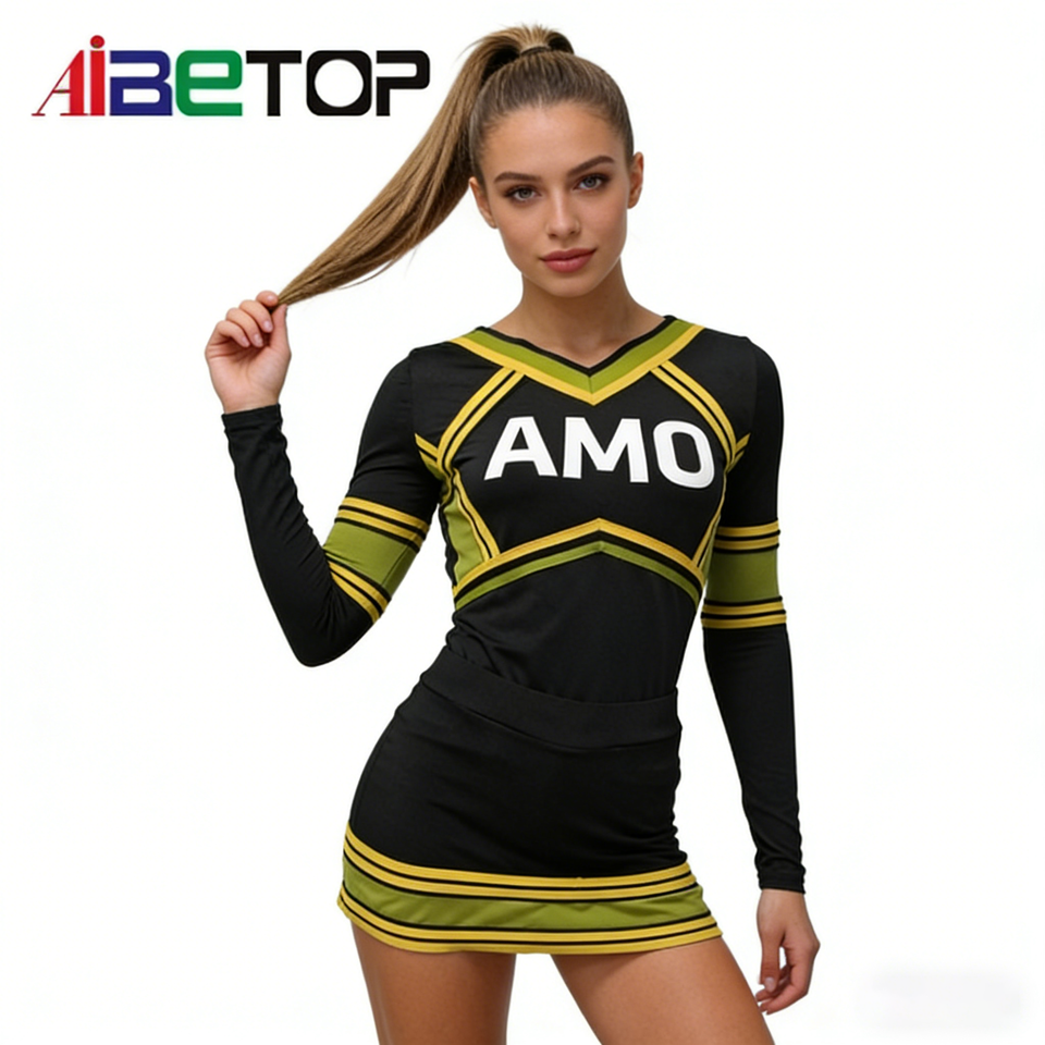 Cheer Dance Performance Uniform Black Yellow