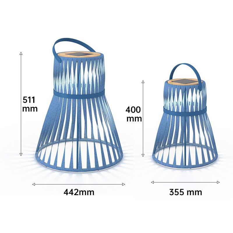sigarten Adjustable brightness IP65 waterproof blue rattan outdoor garden floor lantern light