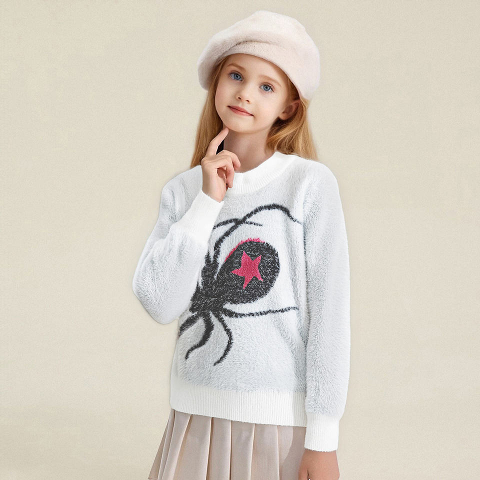 Girls Spider Pattern Fleece Hoodie