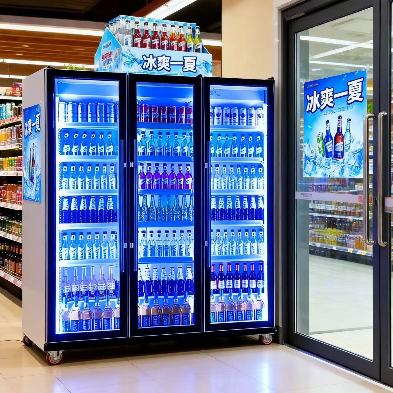 Factory Direct-sale Commercial Beverage Cabinet, Refrigerator, Cold Drink Cooler, Three-door Upright Freezer