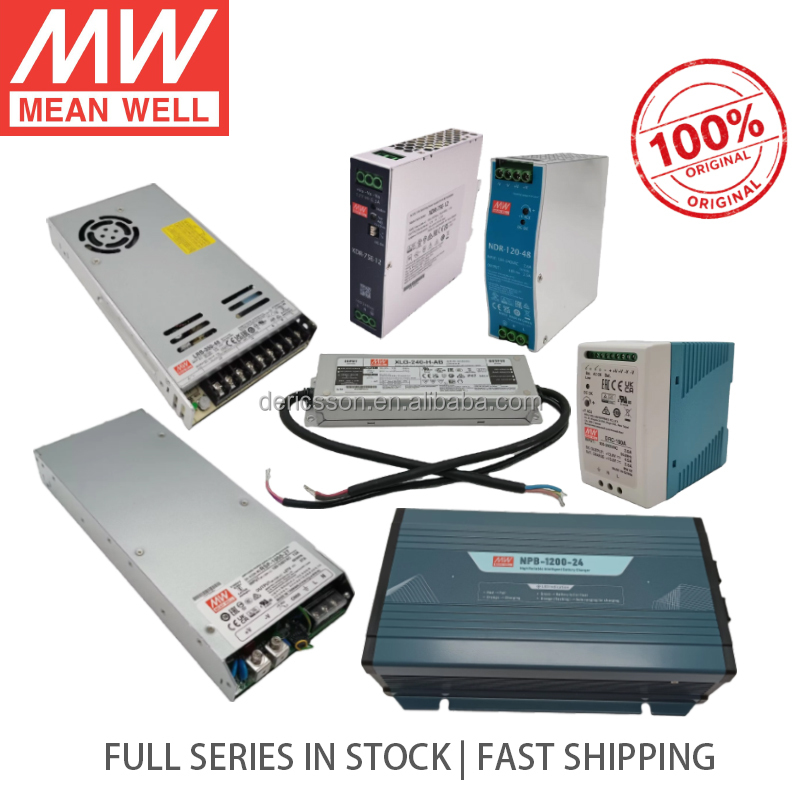 100% Original Meanwell Power Supply LRS/NSP/RSP/NPB/XLG/NDR Full Series AC-DC Switching Power Supply Mean Well with CE TUV