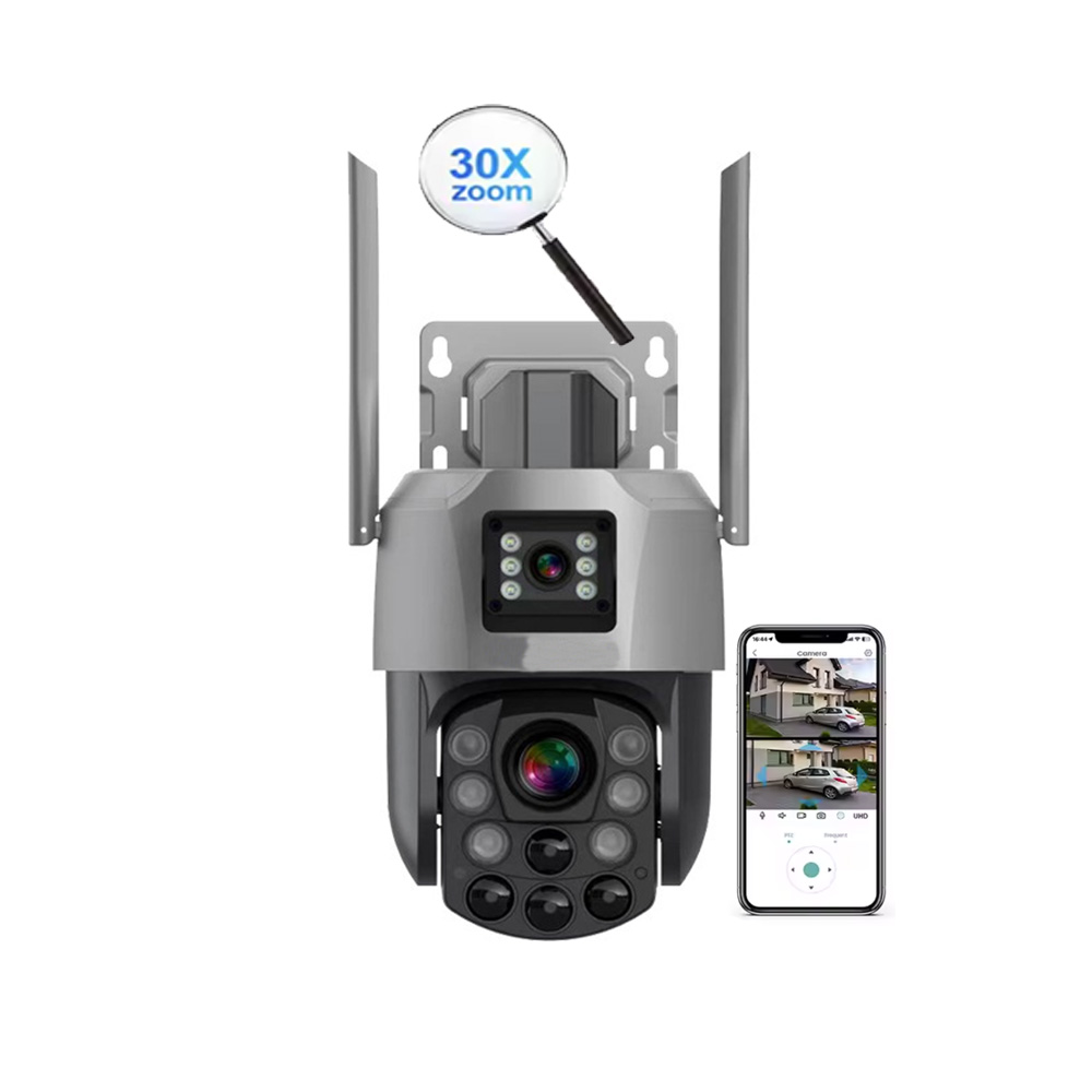 Full HD 5G 4MP 2K Ptz Camera 30X Zoom Auto Tracking Dual Lens Two Screen Wireless Web Ptz Outdoor Ip Cctv Wifi Security Camera