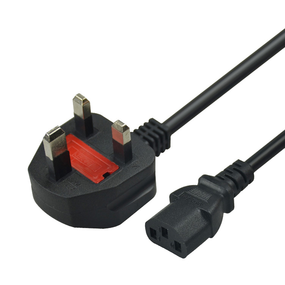 SIPU British 3 Pin 220V Fused Computer UK AC Power Cord Extension Cable PVC Jacket IEC Connector