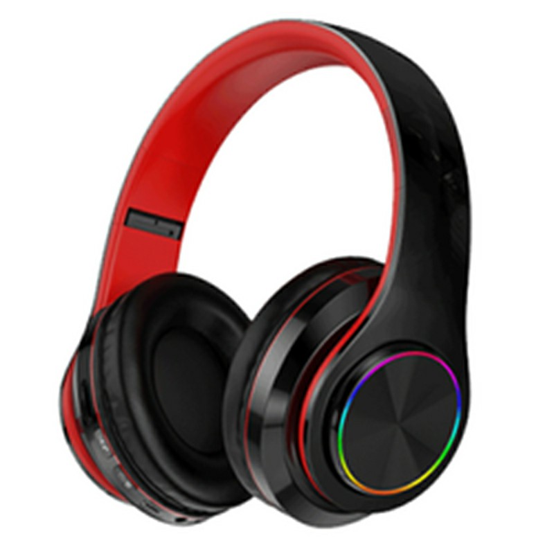 Foldable True Wireless Bluetooth On-Ear Over-Ear Gaming Headphones with RGB Light Logo for Mobile Phone