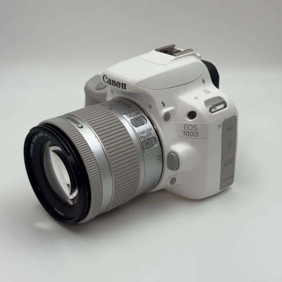Б/у комплект Canon 100D с объективом 18-55mm IS, сенсорным экраном и Wi-Fi для начинающих фотографов, 18.0MP CMOS-сенсор, цифровая зеркальная камера для студентов.