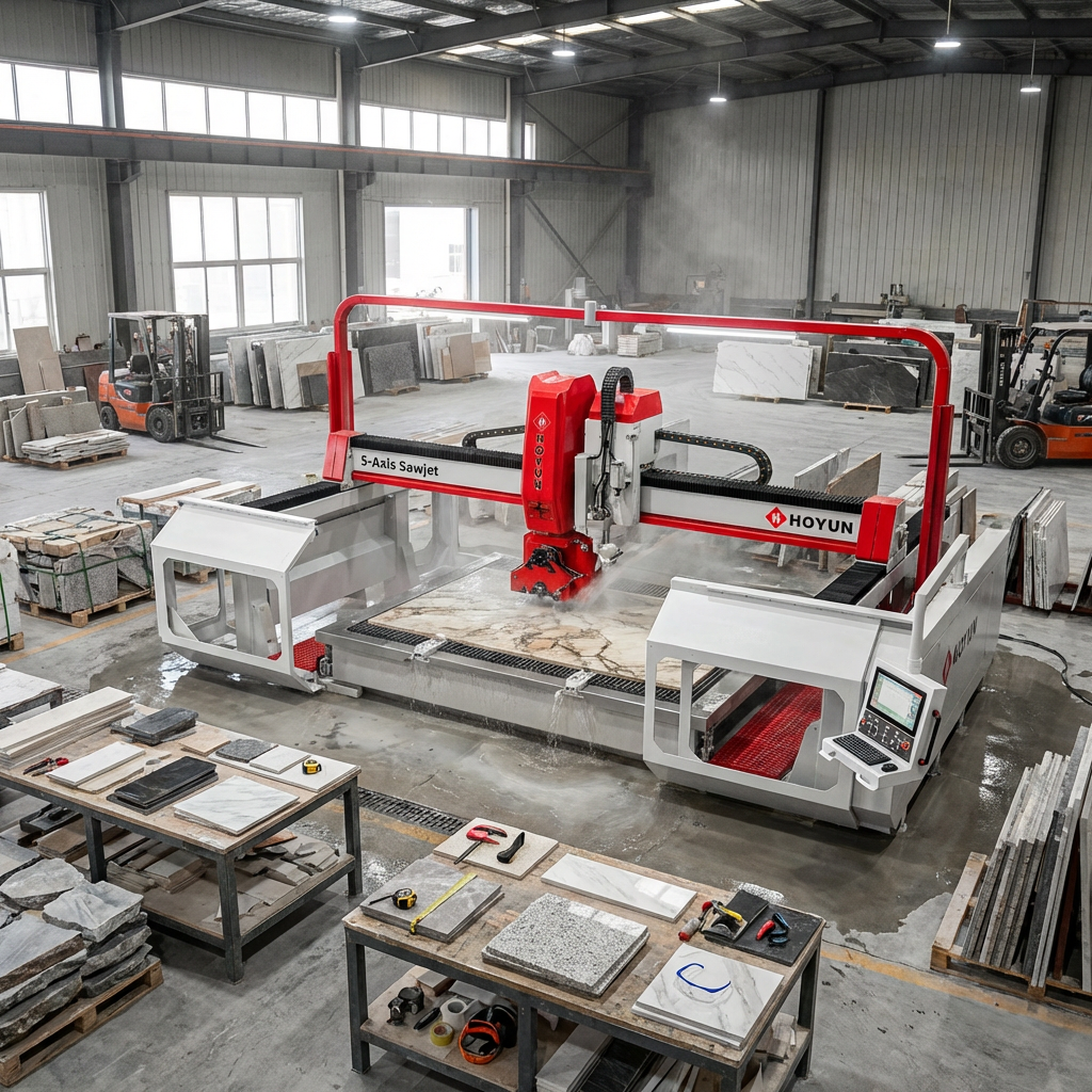 Hongyi Machinery CNC Stone Machinery Desktop High Pressure Waterjet Marble Ceramic Tiles Water Jet CNC Cutting Machine for Sale