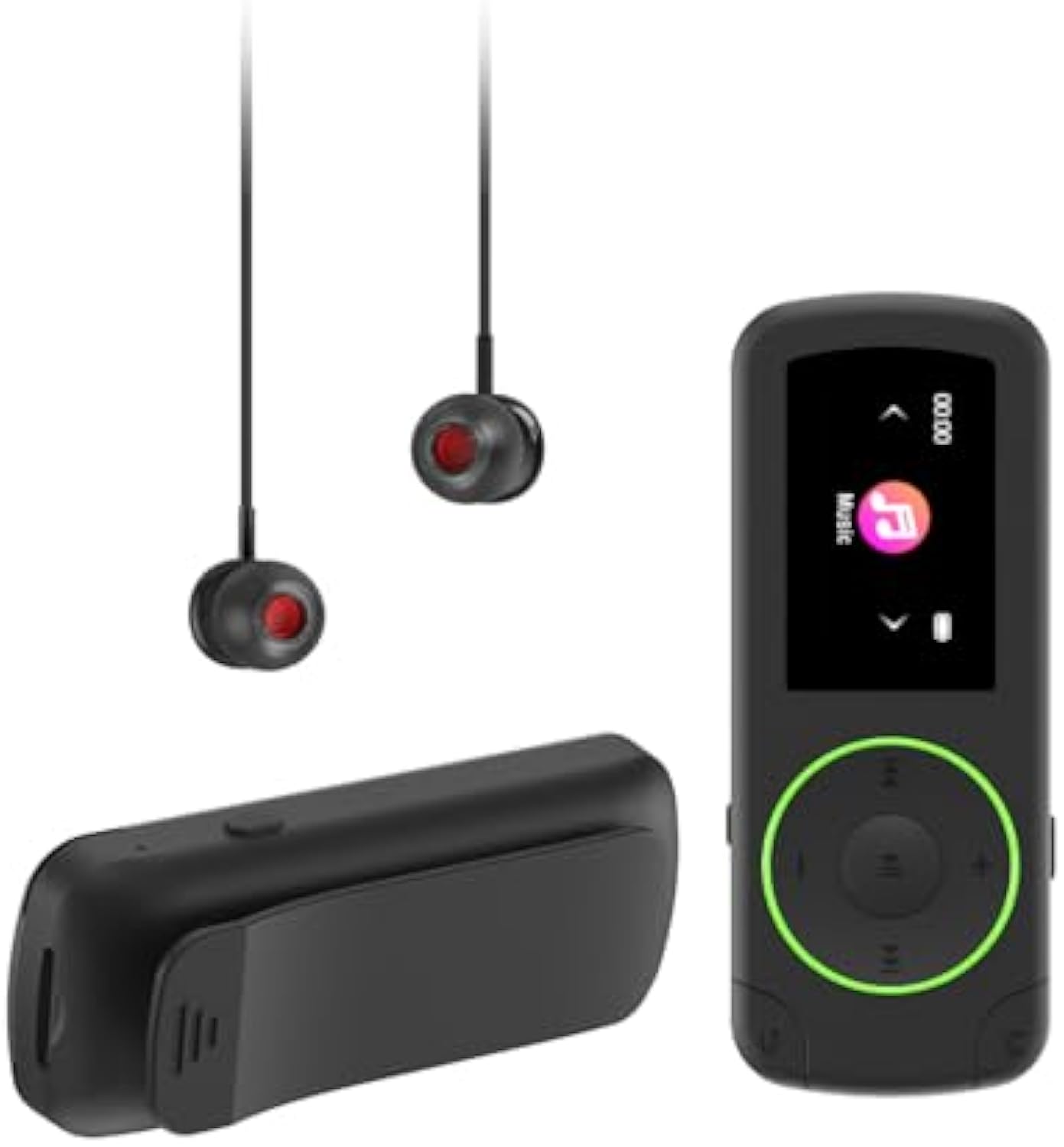 Wiwoo 64GB Superlight Sport MP3 Player for Bluetooth Music Player Clip Earphones MicroSD A-B Repeat Shuffle WAV APE
