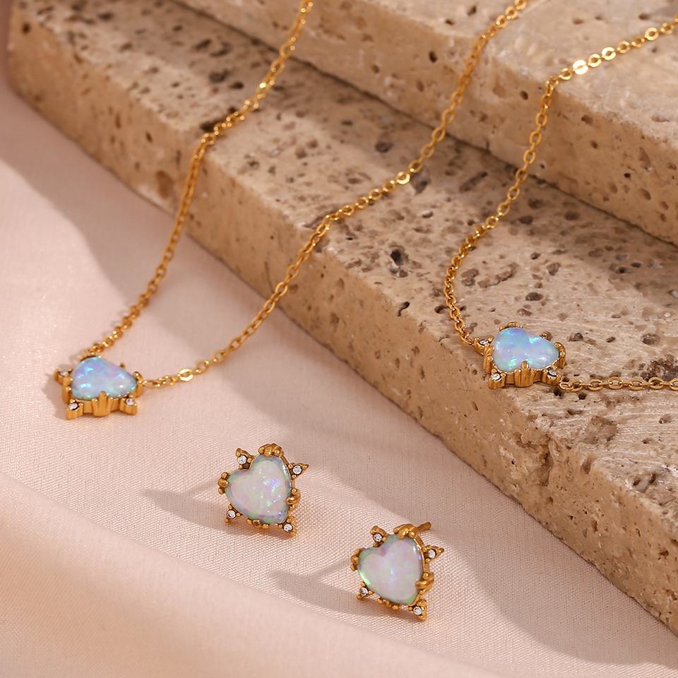 Ювелирный набор «Сердце» с кристаллами (Glitter Gold)