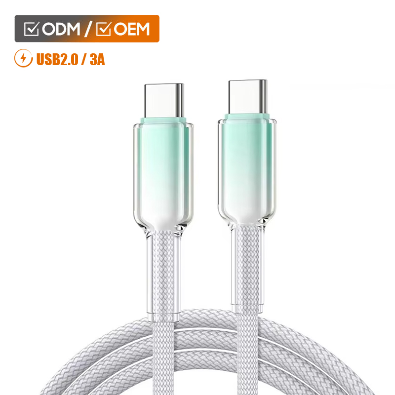 OEM 60W 1M CtoC USB Type Fast Charging Cable Flexible Woven Nylon Braided Wire PD Cord Mobile Phone Gadgets Accessorie Wholesale