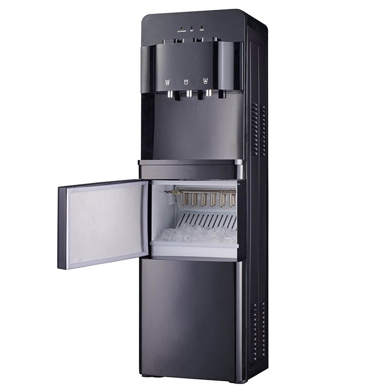 Freestanding Electric Water Dispenser with Ice Maker Top Load Plastic Design Hot Cold Compressor Cooling for Household Hotel Use