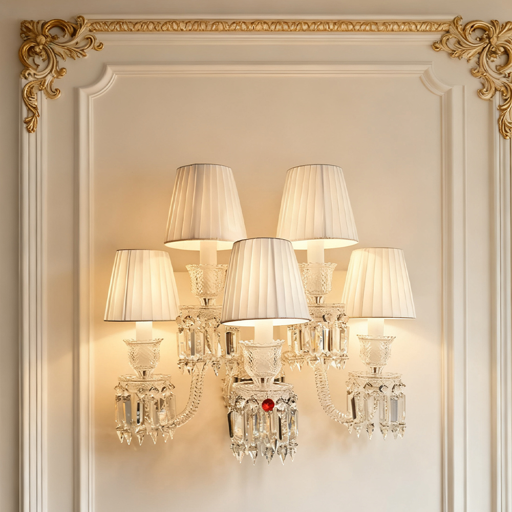 Luxury Indoor Decorative Living Room Modern Crystal Sconce Wall Lamp With Shade Corridor Bedroom Bedside Wall Light
