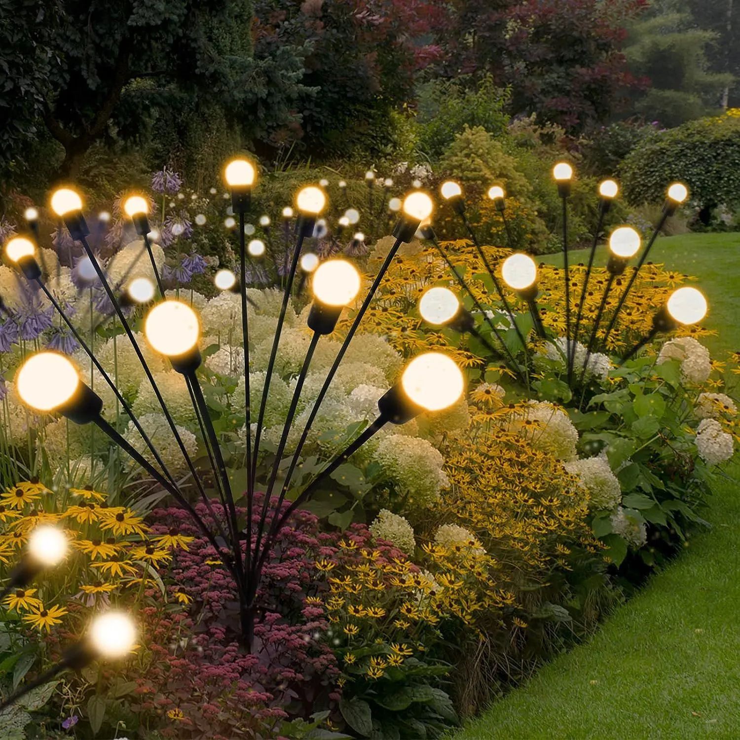 Waterproof Outdoor LED Solar Firefly Floor Insert Light IP65 Landscape Garden Decorative Swing Lawn Light with Plastic Body