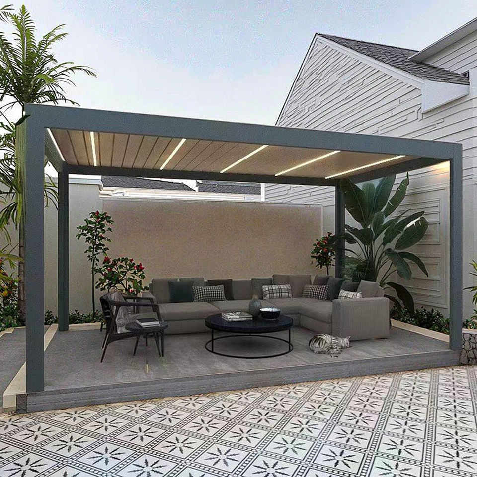 Люксовая биоклиматическая беседка Sunroom с электроприводом