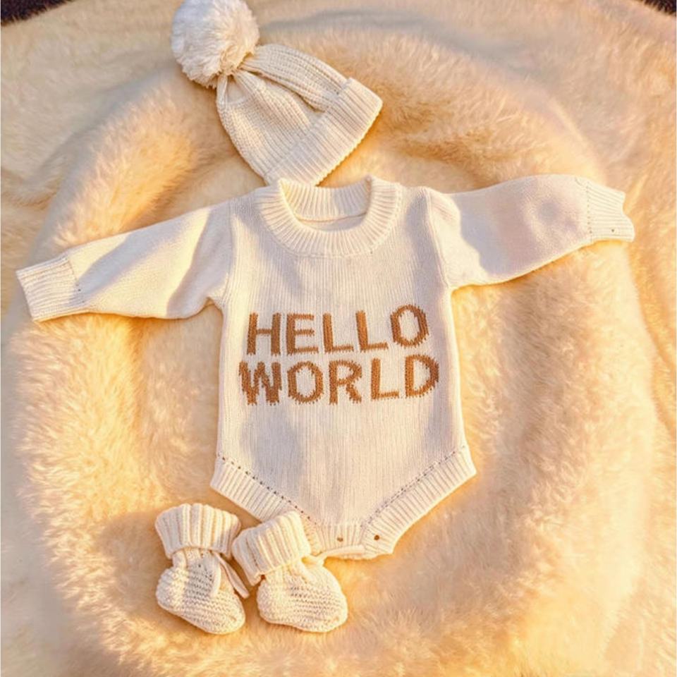 Комплект 3-pcs Knitted Romper (Custom Embroidery)