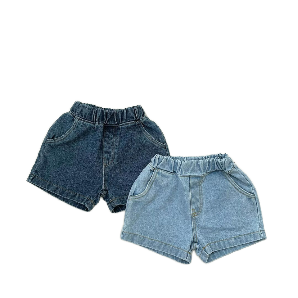 Unisex Kids Casual Denim Shorts Korean