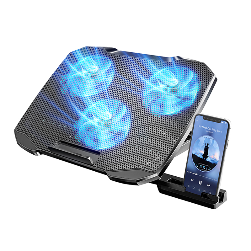 Height Adjustable LED Light 3 Fans Cooling Pad Air Cooler USB Adjustable Laptop Stand With Cooling Fan and Phone Stand