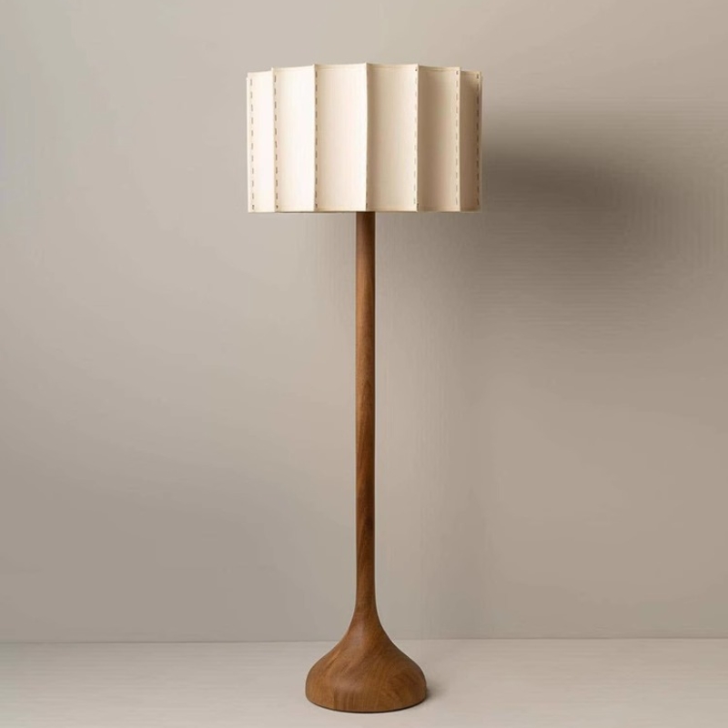 Handmade Minimalist Solid Wood LED Floor Lamp Residential Villa Decorative for Living Room Bedroom Study Hotel E26 Base
