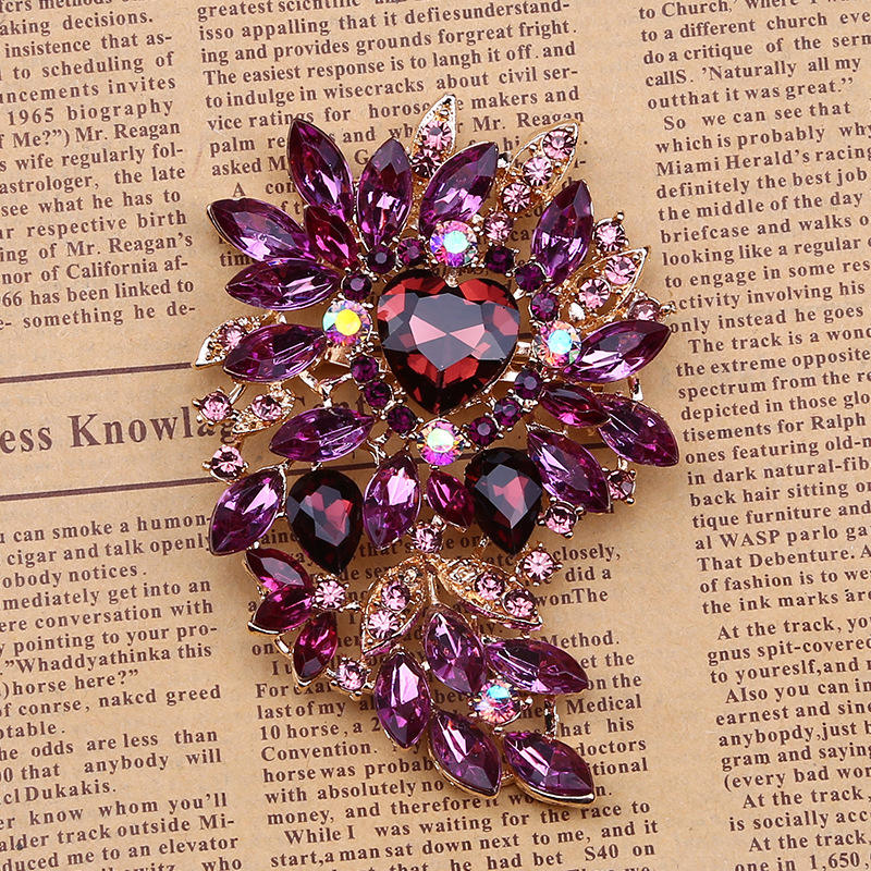 Large Colored Rhinestones Brooch