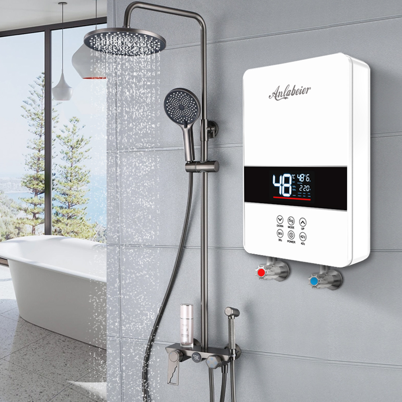 Original Manufacturer's 6000W Tankless Instant Water Heater 220V LED Temperature Display English Operating Plastic for Hotel Use
