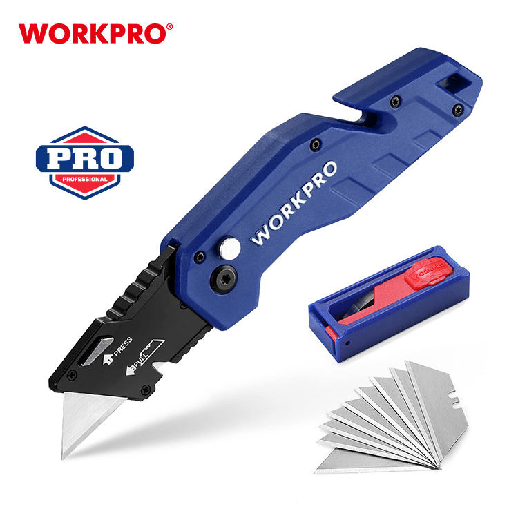 Складной нож WORKPRO с кнопочным фиксатором